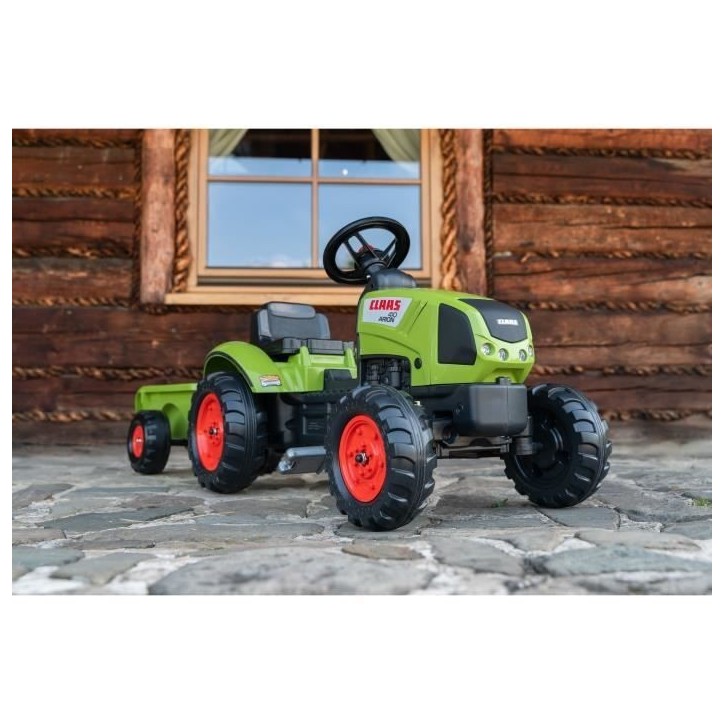 Tracteur a pédales - FALK - Claas avec remorque - Des 2 ans -100% Fabriqué en France -75% de plastique recyclé Tracteur a pédales - FALK - Claas avec remorque - Des 2 ans -100% Fabriqué en France -75% de plastique recyclé