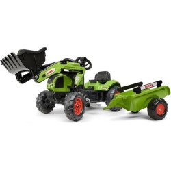 Tractopelle Claas - FALK -Volant directionnel et remorque - Vert - 100