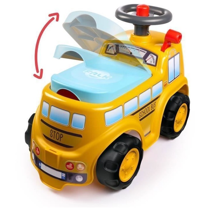 Porteur - FALK - School Bus - Assise ouvrante - Volant directionnel - Des 12 mois - 100% Fabriqué en France Porteur - FALK - School Bus - Assise ouvrante - Volant directionnel - Des 12 mois - 100% Fabriqué en France