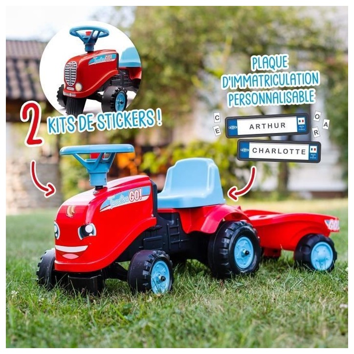 Porteur avec remorque - FALK - Tractor Go! - Des 12 mois - 100% Fabriqué en France - 40% de plastique recyclé Porteur avec remorque - FALK - Tractor Go! - Des 12 mois - 100% Fabriqué en France - 40% de plastique recyclé