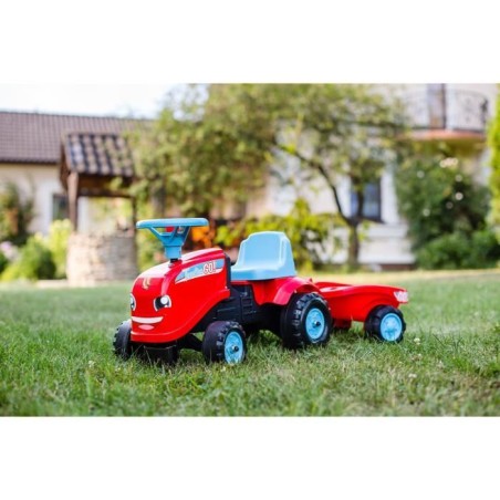 FALK - Tractopelle à pédales Claas avec remorque - Dès 2 ans, Vert | Jeux exterieur - Tracteur enfant - Fabriqué en France - Pelle frontale articulée - Volant directionnel avec klaxon - 2040AM
