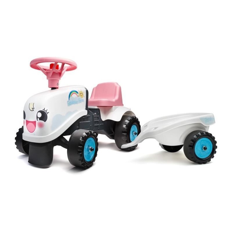 Porteur Tracteur Rainbow Farm - FALK - Volant directionnel avec klaxon Porteur Tracteur Rainbow Farm - FALK - Volant directionnel avec klaxon