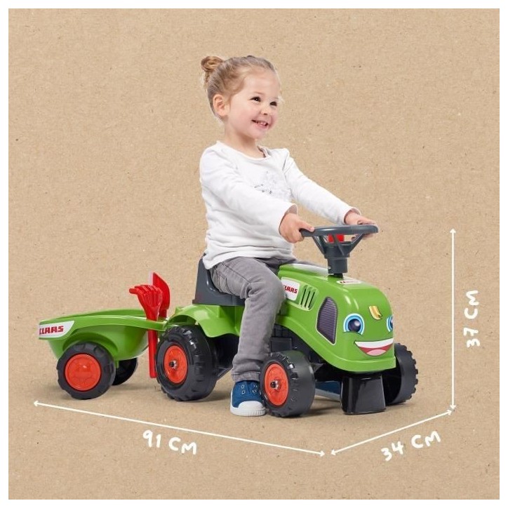 Porteur tracteur Claas avec remorque et accessoires - FALK - Des 12 mois - 100% fabriqué en France - 40% plastique recyclé Porteur tracteur Claas avec remorque et accessoires - FALK - Des 12 mois - 100% fabriqué en France - 40% plastique recyclé