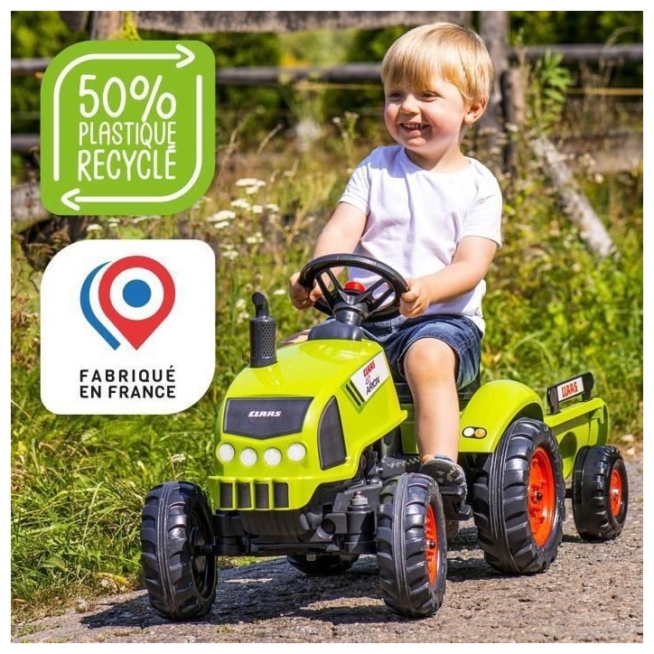 Tracteur avec remorque et capot ouvrant - FALK - Class - Des 2 ans - 100% Fabriqué en France - 75% de plastique recyclé Tracteur avec remorque et capot ouvrant - FALK - Class - Des 2 ans - 100% Fabriqué en France - 75% de plastique recyclé