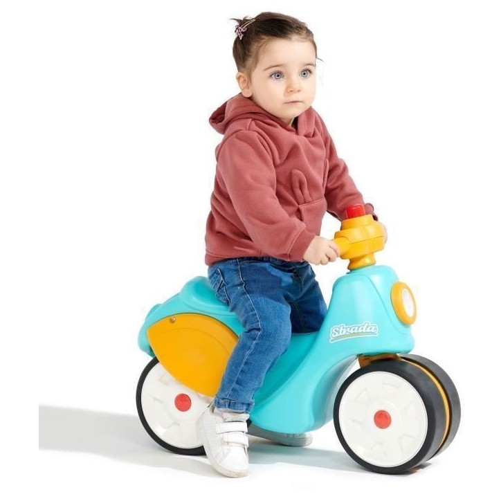 Scooter 1er âge - FALK - Stada - Jaune et bleu - Klaxon manuel - Roues silencieuses - Des 12 mois - 100% Fabriqué en France Scooter 1er âge - FALK - Stada - Jaune et bleu - Klaxon manuel - Roues silencieuses - Des 12 mois - 100% Fabriqué en France