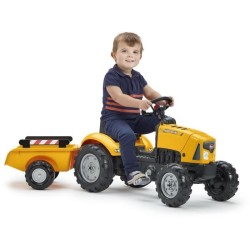 Tracteur a pédales FALK SuperBuilder - capot ouvrant et remorque - po