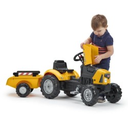 Tracteur a pédales FALK SuperBuilder - capot ouvrant et remorque - po