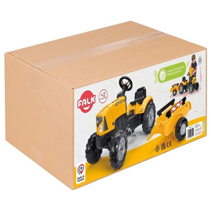 Tracteur a pédales FALK SuperBuilder - capot ouvrant et remorque - pour enfants de 2 a 5 ans Tracteur a pédales FALK SuperBuilder - capot ouvrant et remorque - pour enfants de 2 a 5 ans