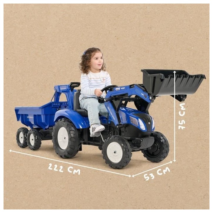 Tractopelle a pédales New Holland - FALK - Excavatrice et Remorque - 100% Fabriqué en France - 50% de plastique recyclé - Des Tractopelle a pédales New Holland - FALK - Excavatrice et Remorque - 100% Fabriqué en France - 50% de plastique recyclé - Des