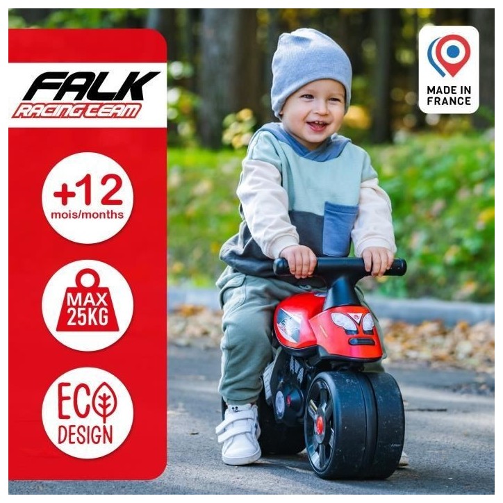 Porteur Baby Moto Falk Racing Team - Draisienne - Larges roues - Rouge - 40% de plastique recyclé - FALK Porteur Baby Moto Falk Racing Team - Draisienne - Larges roues - Rouge - 40% de plastique recyclé - FALK