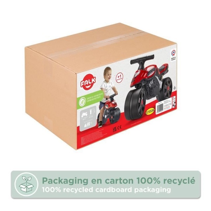 Porteur Baby Moto Falk Racing Team - Draisienne - Larges roues - Rouge - 40% de plastique recyclé - FALK Porteur Baby Moto Falk Racing Team - Draisienne - Larges roues - Rouge - 40% de plastique recyclé - FALK