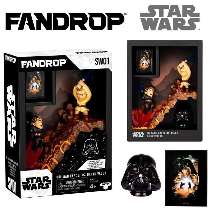 Figurine - FANDROP x STAR WARS - Obi-Wan vs Anakin - Vitrine avec scene culte + mini affiche - 18 cm Figurine - FANDROP x STAR WARS - Obi-Wan vs Anakin - Vitrine avec scene culte + mini affiche - 18 cm