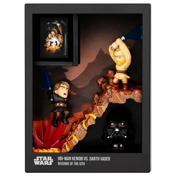 Figurine - FANDROP x STAR WARS - Obi-Wan vs Anakin - Vitrine avec scene culte + mini affiche - 18 cm Figurine - FANDROP x STAR WARS - Obi-Wan vs Anakin - Vitrine avec scene culte + mini affiche - 18 cm