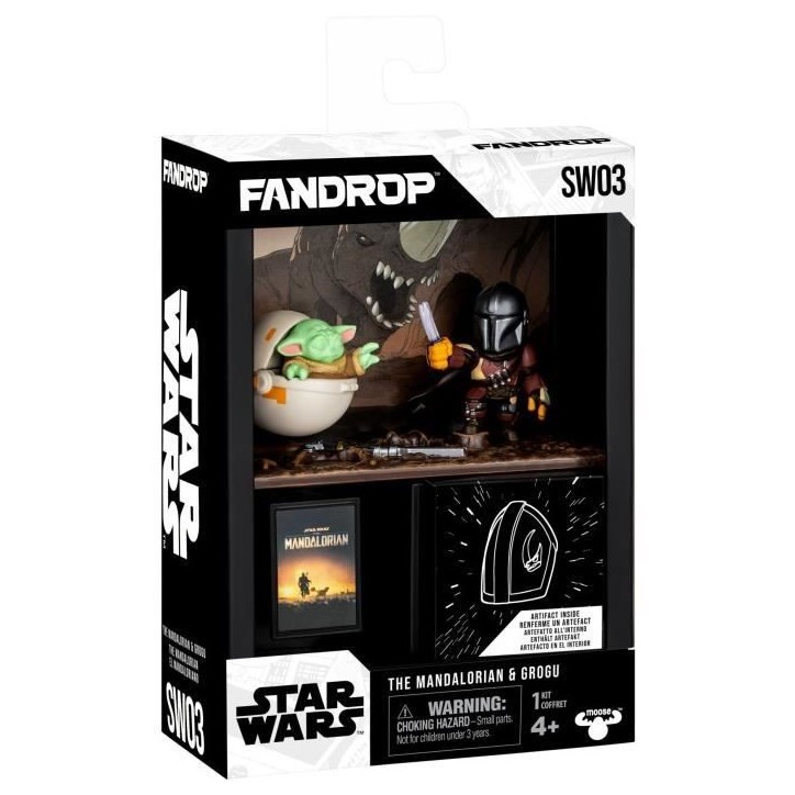 Figurine - FANDROP x STAR WARS - Mandalorian & Grogu - Vitrine avec scene culte + mini affiche - 18 cm Figurine - FANDROP x STAR WARS - Mandalorian & Grogu - Vitrine avec scene culte + mini affiche - 18 cm