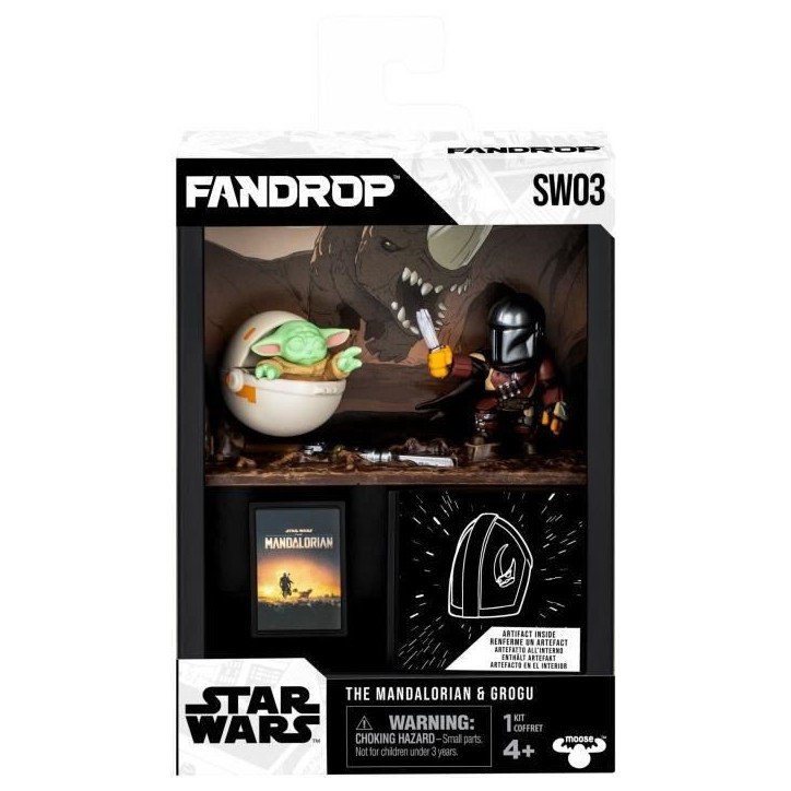 Figurine - FANDROP x STAR WARS - Mandalorian & Grogu - Vitrine avec scene culte + mini affiche - 18 cm Figurine - FANDROP x STAR WARS - Mandalorian & Grogu - Vitrine avec scene culte + mini affiche - 18 cm