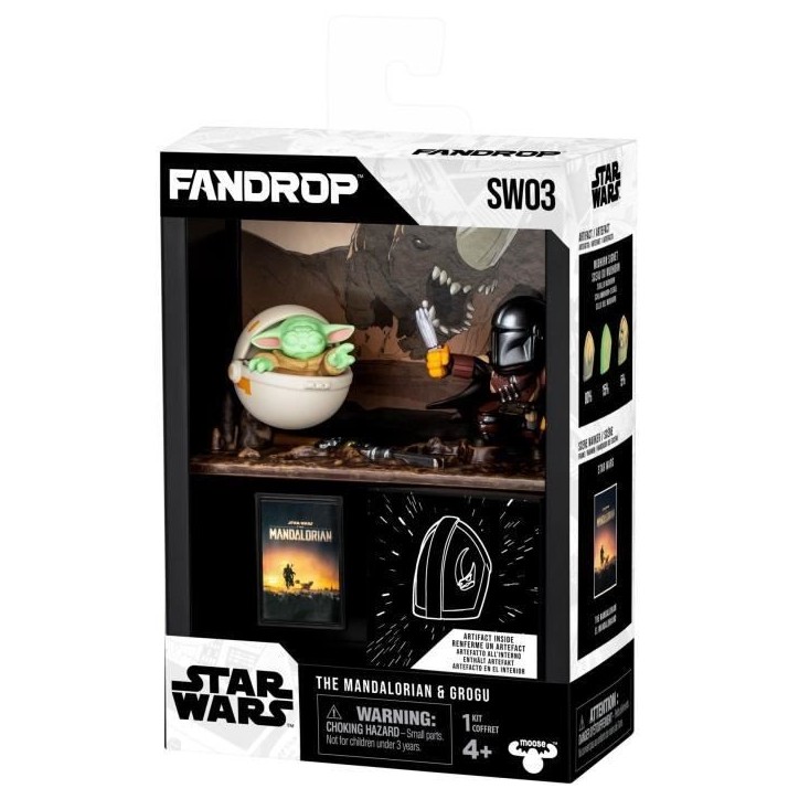 Figurine - FANDROP x STAR WARS - Mandalorian & Grogu - Vitrine avec scene culte + mini affiche - 18 cm Figurine - FANDROP x STAR WARS - Mandalorian & Grogu - Vitrine avec scene culte + mini affiche - 18 cm