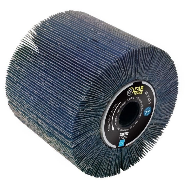 Brosse a lamelles abrasives - FARTOOLS - A120 Ø120mm/L100mm - Oxyde de zirconium grain 120