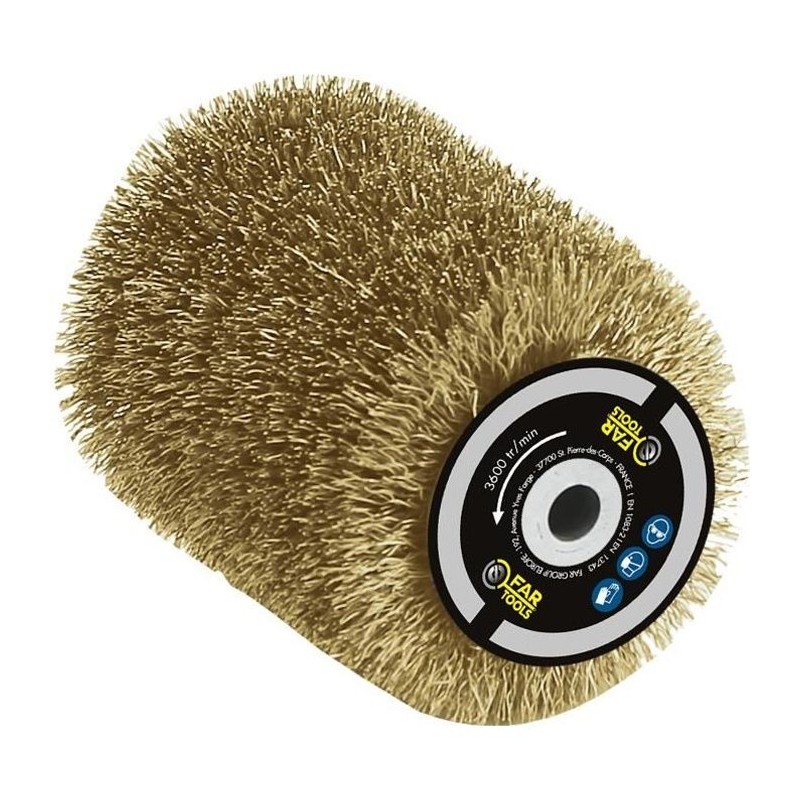 Brosse fil laitonné 0,3mm Ø80mm - FARTOOLS - pour décaper/dégriser Brosse fil laitonné 0,3mm Ø80mm - FARTOOLS - pour décaper/dégriser