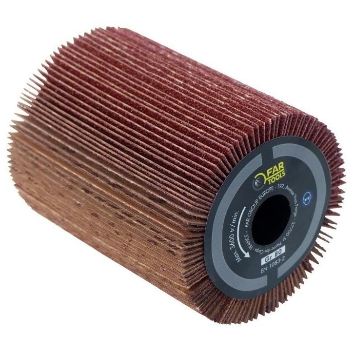 Brosse a lamelles abrasives pour poncer le bois ou le métal - FARTOOLS REX80 - Ø80mm - L 100mm - Grain A80