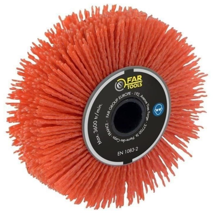 Brosse de précision a nylon abrasif - FARTOOLS - Ø120mm/L20mm - Idéal pour angles, coins et rainures profondes Brosse de précision a nylon abrasif - FARTOOLS - Ø120mm/L20mm - Idéal pour angles, coins et rainures profondes