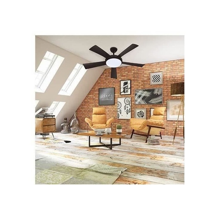 WALLIS Noir - Ventilateur de plafond Ø132cm 38W + éclairage LED