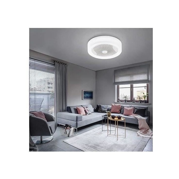 AIR-LIGHT CROWN - Ventilateur de plafond blanc Ø40cm 95W avec couronne d'éclairage LED AIR-LIGHT CROWN - Ventilateur de plafond blanc Ø40cm 95W avec couronne d'éclairage LED