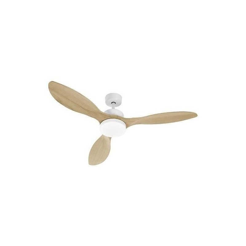 OKLAHOMA Blanc & Bois - Ventilateur de plafond Ø137cm 100W + éclaira