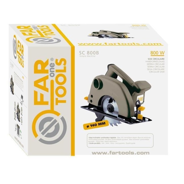 Scie circulaire FARTOOLS ONE SC 800B - 800 W - Ø 140 mm - 24 dents - Coupe 42 mm Scie circulaire FARTOOLS ONE SC 800B - 800 W - Ø 140 mm - 24 dents - Coupe 42 mm