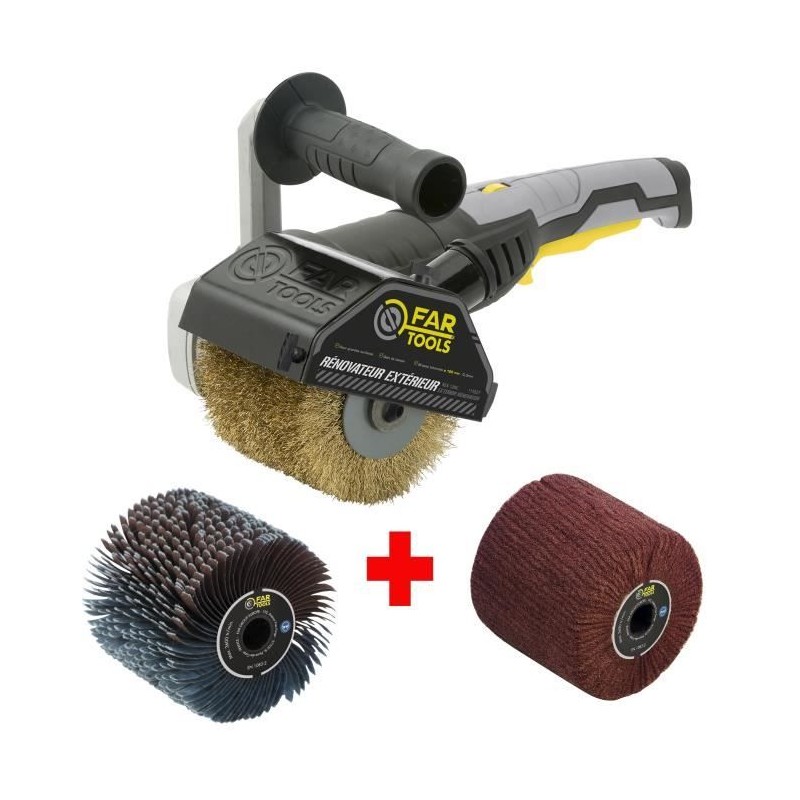 FARTOOLS – Rénovateur REX120C + brosse lanieres abrasives et fibre