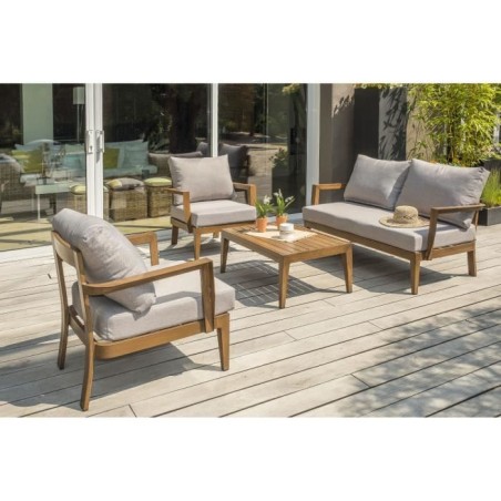 Salon bas de jardin - Aluminium - DCB GARDEN - 4 places - Effet bois - PORTOFINO