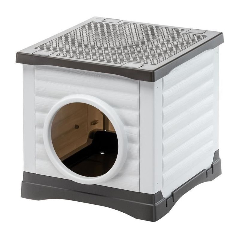 Niche - FERPLAST - PETVILLA 50 - 38,5 x 43 x 38,5 cm - Blanc / Gris Niche - FERPLAST - PETVILLA 50 - 38,5 x 43 x 38,5 cm - Blanc / Gris