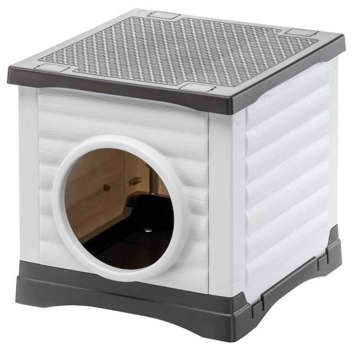 Niche - FERPLAST - PETVILLA 50 - 38,5 x 43 x 38,5 cm - Blanc / Gris