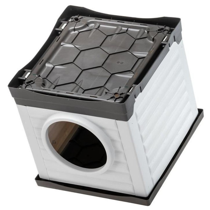 Niche - FERPLAST - PETVILLA 50 - 38,5 x 43 x 38,5 cm - Blanc / Gris