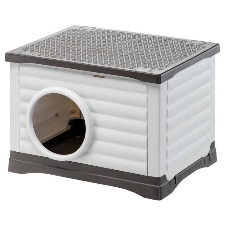 Niche - FERPLAST - PETVILLA 60 - 54 x 43 x 38,5 cm - Blanc / Gris Niche - FERPLAST - PETVILLA 60 - 54 x 43 x 38,5 cm - Blanc / Gris