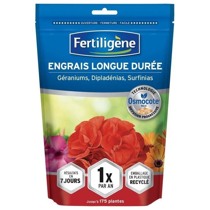 FERTILIGeNE - Engrais Longue durée Osmocote max Géraniums, Dipladénias, Surfinias 700g FERTILIGeNE - Engrais Longue durée Osmocote max Géraniums, Dipladénias, Surfinias 700g