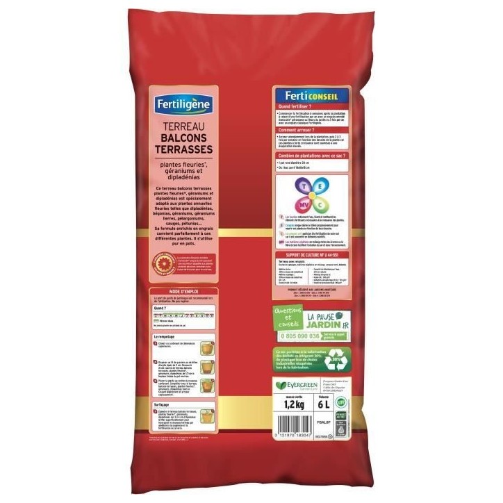 FERTILIGeNE - Terreau balcons terrasses 6L FERTILIGeNE - Terreau balcons terrasses 6L