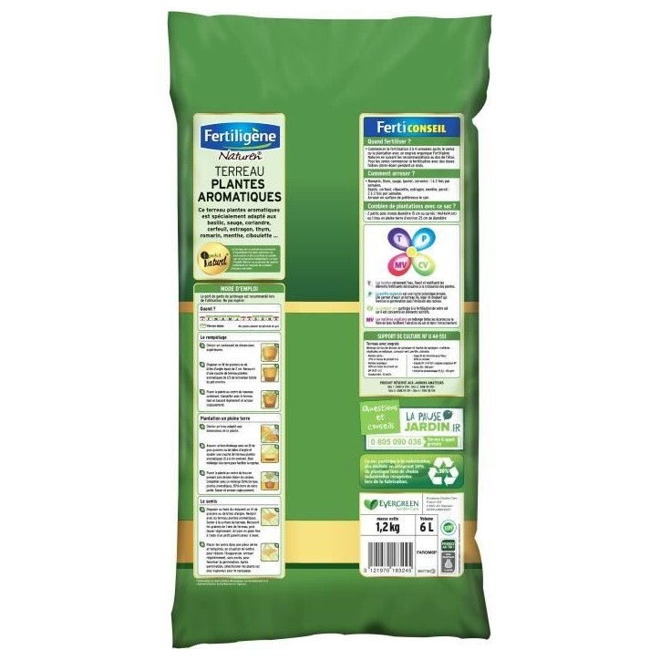 FERTILIGeNE - Terreau plantes aromatiques 6L