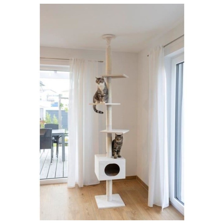KERBL - Arbre a chat FERDI - 38 x 38 x 240 a 260 cm - Blanc - Sisal KERBL - Arbre a chat FERDI - 38 x 38 x 240 a 260 cm - Blanc - Sisal