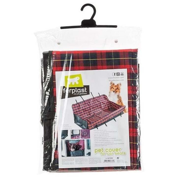Couverture de protection siege de voiture 140 x 50 x 60 cm- FERPLAST - Noir / Rouge