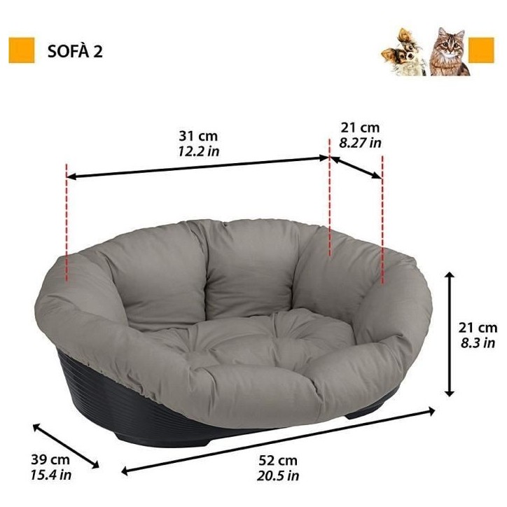 Corbeille - FERPLAST - SOFA 2 - Avec coussin a motif 1 Corbeille - FERPLAST - SOFA 2 - Avec coussin a motif 1