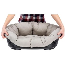 Sofa 2 places - Panier - Gris - Plastique - Déhoussable - Rembourré