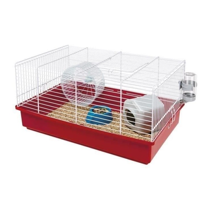 Cage hamster 46*29*23 cm- Une roue, une mangeoire, une maisonnette, un abreuvoir - FERPLAST