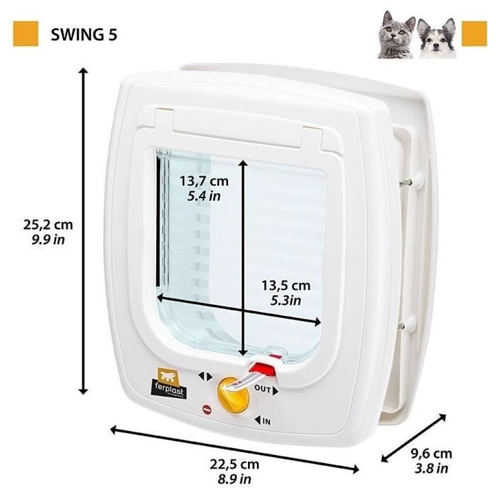 Chatiere - FERPLAST - Swing 5 - 22,5 x 16,2 x 25,2 cm - Gris