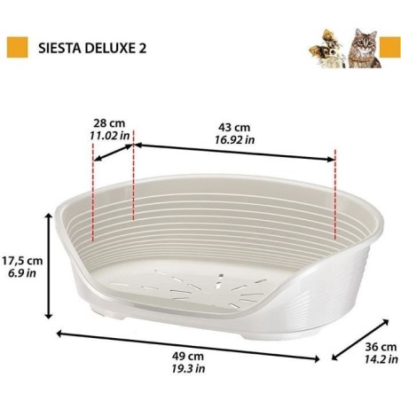 Panier-Corbeille SIESTA DELUXE Taille 6 - 70,5*52*23 cm - Gris clair -FERPLAST