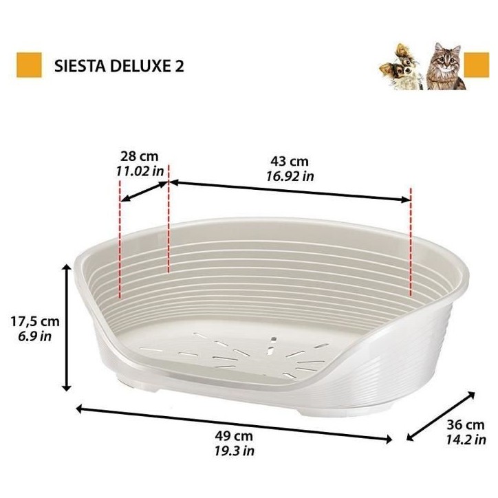 Panier-Corbeille SIESTA DELUXE Taille 6 - 70,5*52*23 cm - Gris clair -FERPLAST