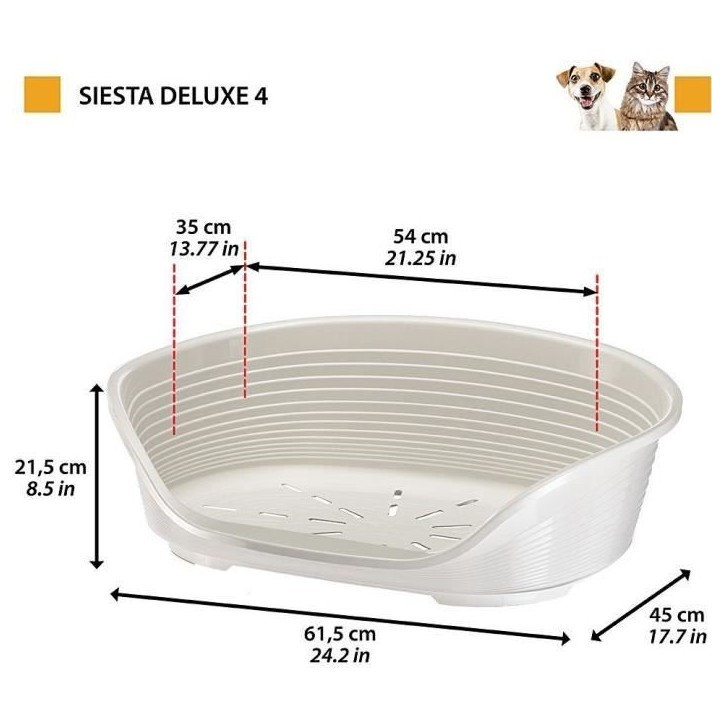 Panier-Corbeille SIESTA DELUXE Taille 4 - 61,5*45*21,5 cm - Gris clair -FERPLAST