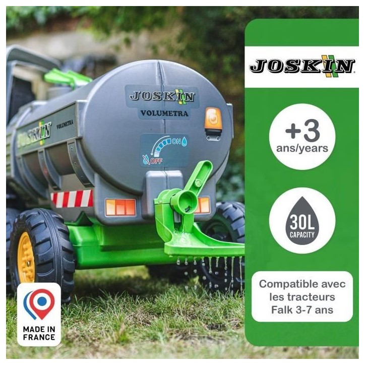 Remorque Citerne Joskin - FALK - Capacité 30L - Gris - Adaptable avec les tracteurs FALK 3-7 ans - 100% Fabriqué en France Remorque Citerne Joskin - FALK - Capacité 30L - Gris - Adaptable avec les tracteurs FALK 3-7 ans - 100% Fabriqué en France