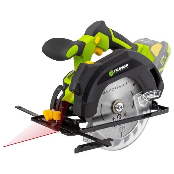 Scie circulaire sans fil - FIELDMANN - 20V - 165 mm - Guidage laser - Batterie et chargeur non inclus Scie circulaire sans fil - FIELDMANN - 20V - 165 mm - Guidage laser - Batterie et chargeur non inclus