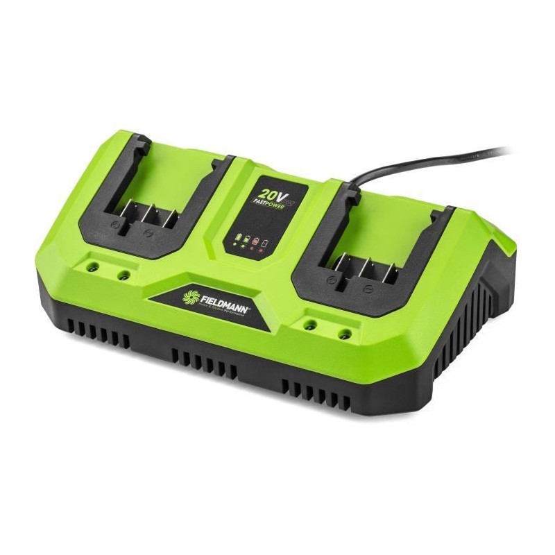Chargeur double - FIELDMANN - Pour batteries 20V - Charge 2Ah en 60 mi Chargeur double - FIELDMANN - Pour batteries 20V - Charge 2Ah en 60 mi