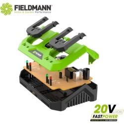 Chargeur double - FIELDMANN - Pour batteries 20V - Charge 2Ah en 60 mi